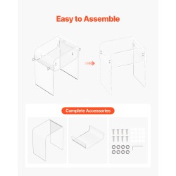 Sivupöytä akryylinen läpinäkyvä kaksitasoinen kompakti yöpöytä