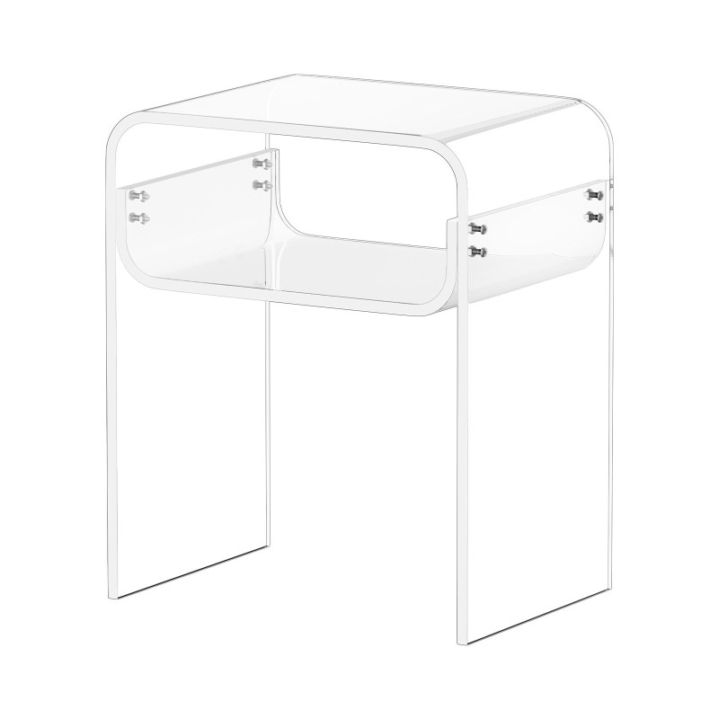Sivupöytä akryylinen läpinäkyvä kaksitasoinen kompakti yöpöytä