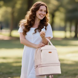 Rintapumppureppu polyesterinen ulkopinta eristetty vedenpitävä alaosa vaaleanpunainen mukana kylmäkallet