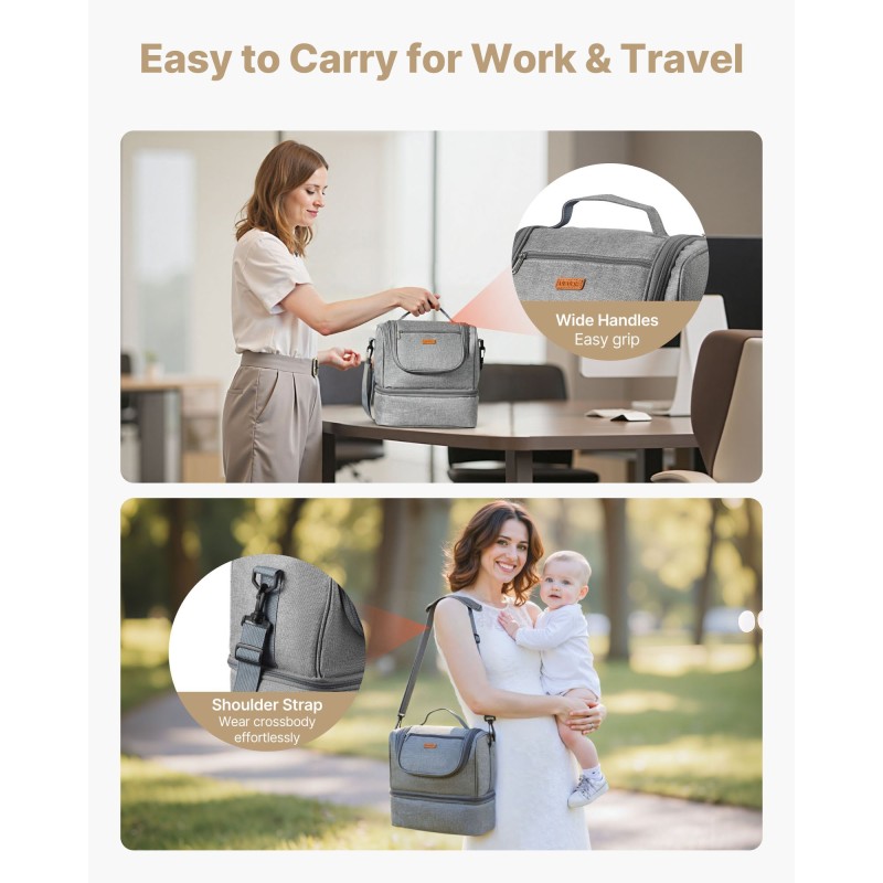 Kantolaukku rintapumpulle polyesteri eristetty alaosa kylmäpakkaukset vesitiivis alusta harmaa