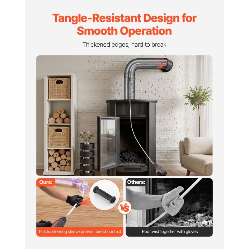 Savupiipun puhdistussarja joustavat nailontangot yhdeksän metriä kaksinkertainen harjapää suojalasit