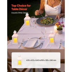 Liekittömät LED koristelyhdyt 12 kpl valkoinen muovi karkaistu lasi korkeus 240 mm