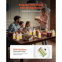 Liekittömät LED koristelyhdyt 12 kpl valkoinen muovi karkaistu lasi korkeus 240 mm