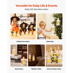 Liekittömät LED koristelyhdyt 12 kpl valkoinen muovi karkaistu lasi korkeus 240 mm