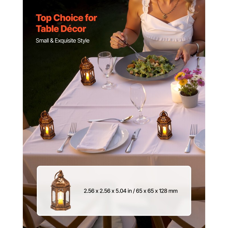 LED-kynttilälyhdyt 12 kpl pronssinvärinen muovi 128 mm ripustusrengas sisäkäyttöön