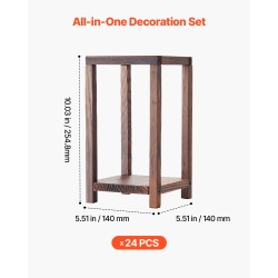 Puinen häälyhtysetti setripuu 24 osaa pöytäkoriste liekittömillä LED-kynttilöillä