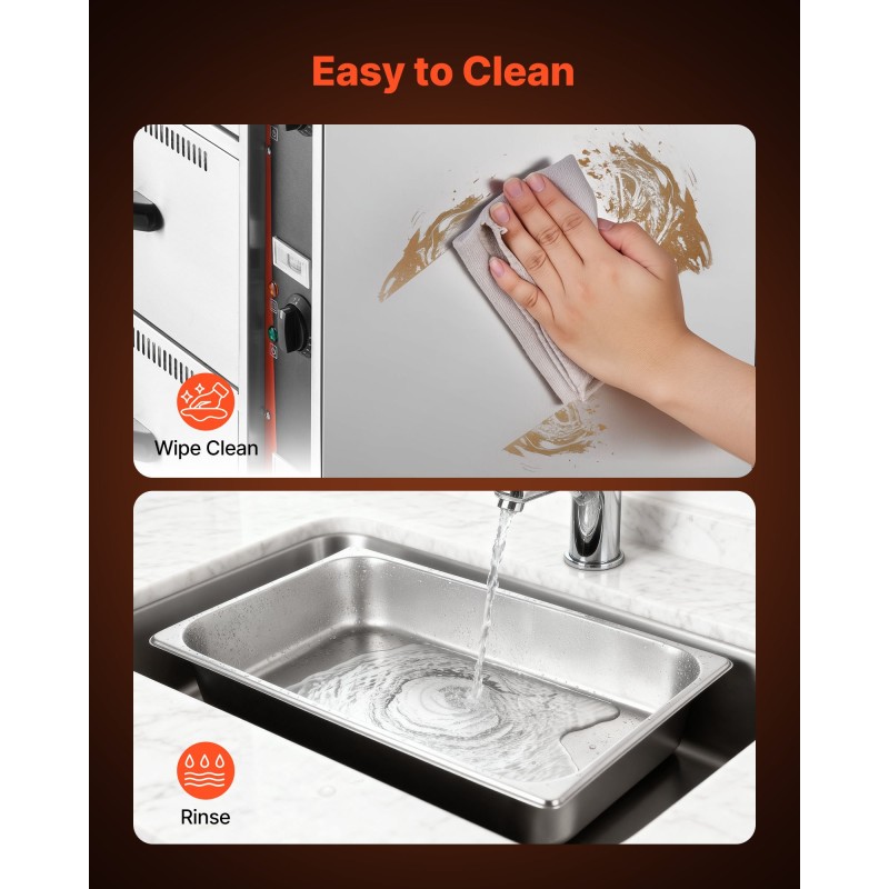 Kolmeosainen lämmityslaatikko ruostumattomasta teräksestä ammattikeittiöön ja cateringkäyttöön