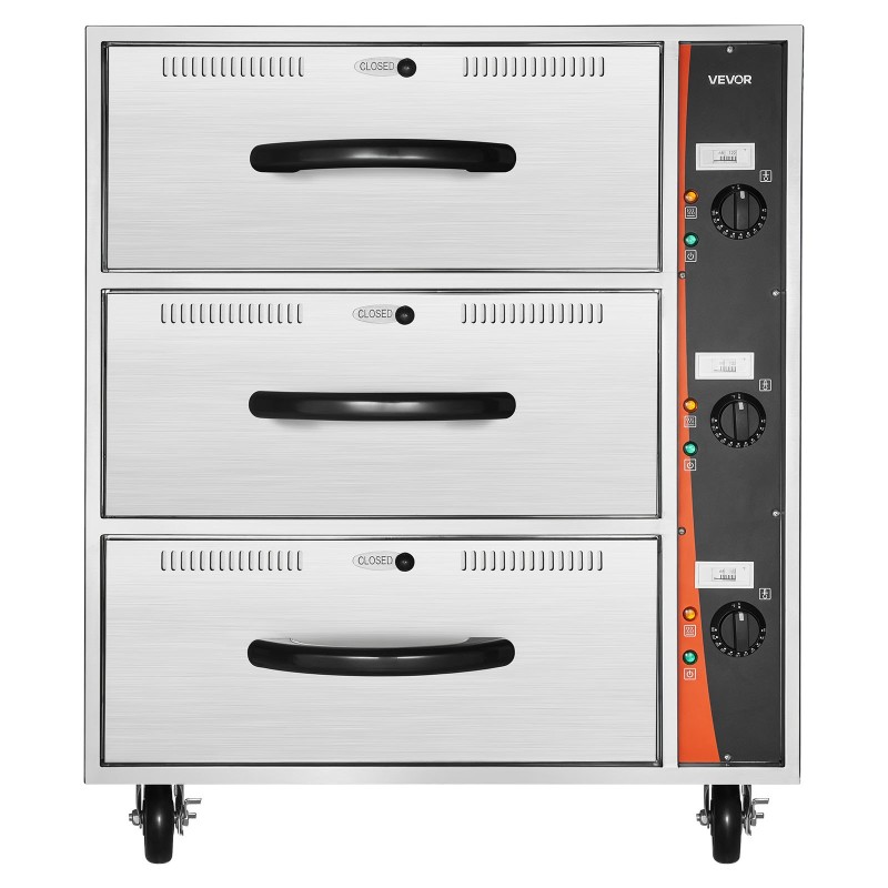 Kolmeosainen lämmityslaatikko ruostumattomasta teräksestä ammattikeittiöön ja cateringkäyttöön