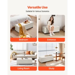 Säilytyspenkki monikäyttöinen metallirunko pellavatyylinen verhoilu beige 110 x 40 x 40 cm