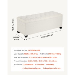 Säilytyspenkki monikäyttöinen metallirunko pellavatyylinen verhoilu beige 110 x 40 x 40 cm