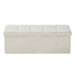 Taittuva säilytysrahi pellavakankainen verhoilu beige sivutaskuilla 110x38x38 cm