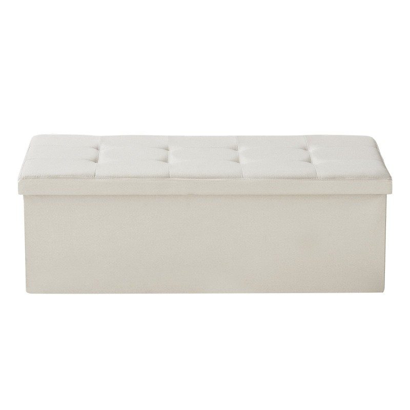 Taittuva säilytysrahi pellavakankainen verhoilu beige sivutaskuilla 110x38x38 cm