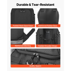 Laskettelumonolaukku 70L 1680D Oxford-kangas vedenpitävä musta EVA-pehmustettu selkäpaneeli