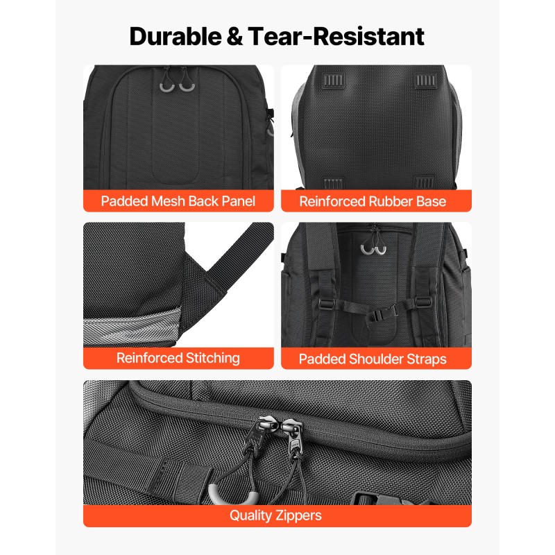 Laskettelumonolaukku 70L 1680D Oxford-kangas vedenpitävä musta EVA-pehmustettu selkäpaneeli