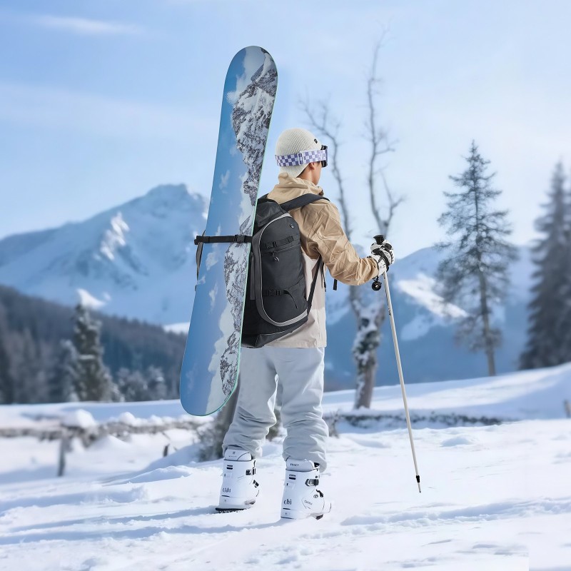 Laskettelumonoreppu lumilautakengille 65L 1680D Oxford-kangas vesitiivis musta