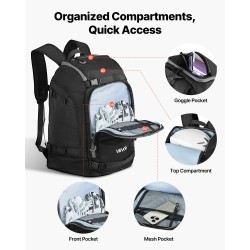 Suksikenkäreppu 55L 1680D Oxford-kangas vedenpitävä pohja sukset ja lauta