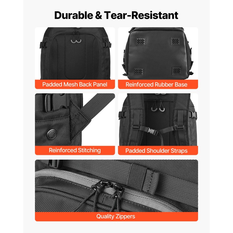 Suksikenkäreppu 55L 1680D Oxford-kangas vedenpitävä pohja sukset ja lauta