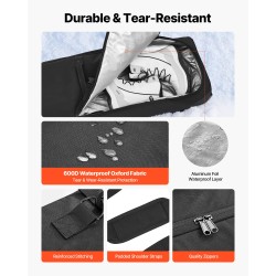 Suksi- ja lumilautalaukku 600D vedenpitävä Oxford-kangas 175 cm pyörillä