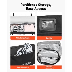 Suksi- ja lumilautalaukku 600D vedenpitävä Oxford-kangas 175 cm pyörillä