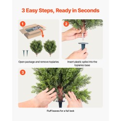 Tekokypressipuut 2 kpl 406 mm säänkestävä polyeteenilehdistö eukalyptus- ja ruostumaton teräsrunko