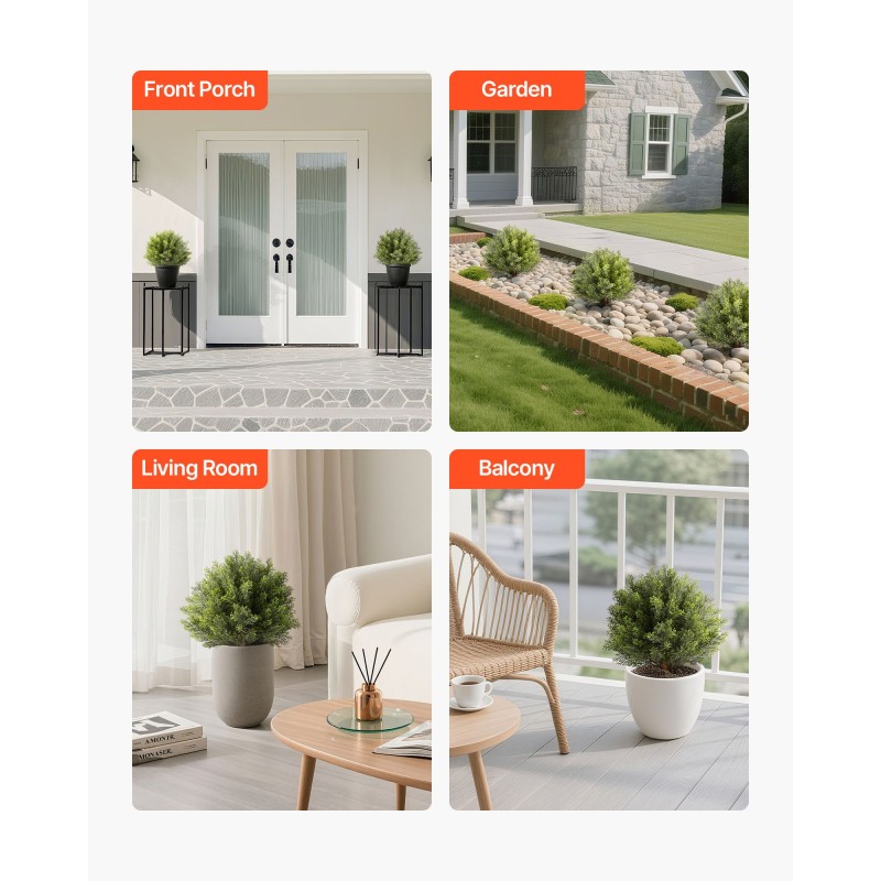 Tekokypressipuut 2 kpl 406 mm säänkestävä polyeteenilehdistö eukalyptus- ja ruostumaton teräsrunko