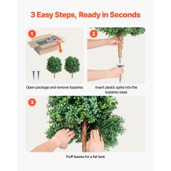 Keinotekoiset puksipuut 2 kpl polyeteenilehdet eukalyptus ja ruostumaton teräsrunko 686 mm korkea