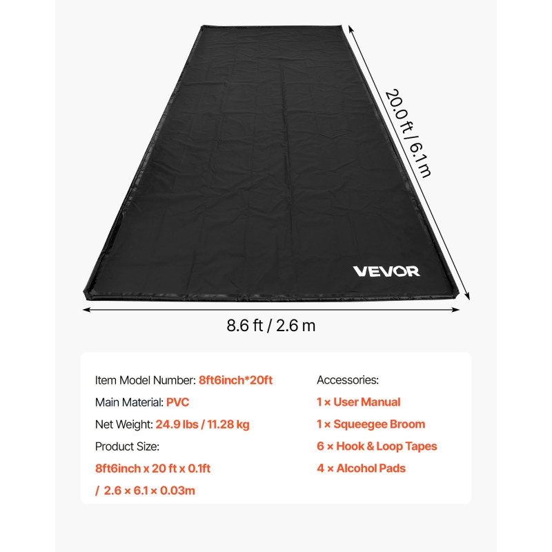 Pysäköintimatto PVC 2,6 x 6,1 m korotetulla reunalla henkilöautoille ja SUV-malleille