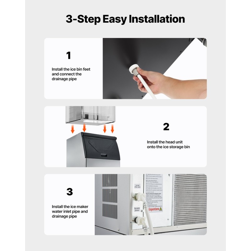 Kaupallinen jääsäiliö ruostumatonta terästä 136 kg kapasiteetti automaattinen tyhjennys LSB250