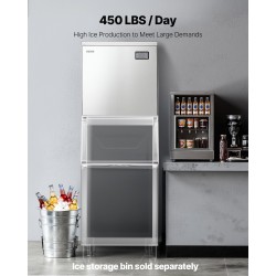 Kaupallinen jääpalakoneen yläosa valmistettu ruostumattomasta teräksestä 204 kiloa päivässä älykäs ohjauspaneeli