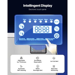 Kaupallinen jääpalakoneen yläosa valmistettu ruostumattomasta teräksestä 204 kiloa päivässä älykäs ohjauspaneeli