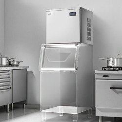 Kaupallinen jääpalakoneen yläosa valmistettu ruostumattomasta teräksestä 204 kiloa päivässä älykäs ohjauspaneeli