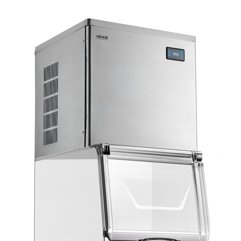 Kaupallinen jääpalakoneen yläosa valmistettu ruostumattomasta teräksestä 204 kiloa päivässä älykäs ohjauspaneeli