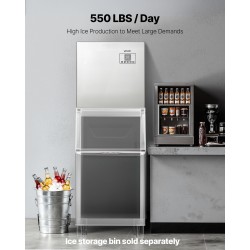 Kaupallinen jääkoneen pääyksikkö ruostumaton teräs 430 250 kg päivässä älyohjaus itsepuhdistus