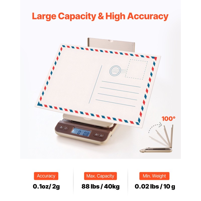 Digitaalinen postivaaka enimmäispaino 40 kg tarkkuus 2 g ABS-muovi paristot sisältyvät