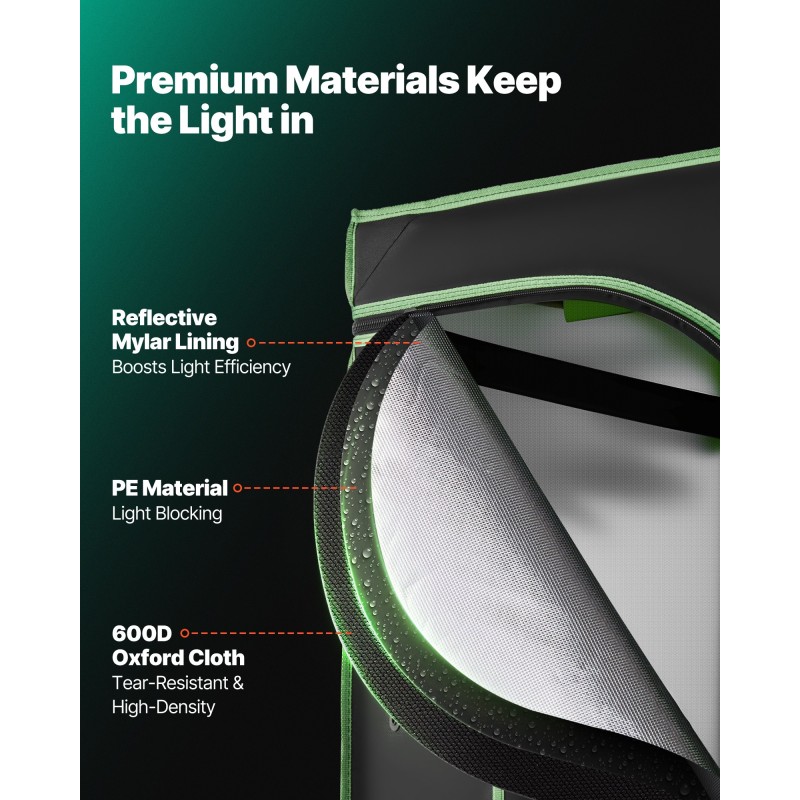 Sisäkasviteltta 60x60x180 cm 600D Oxford-kangas heijastavalla polyesterikalvolla