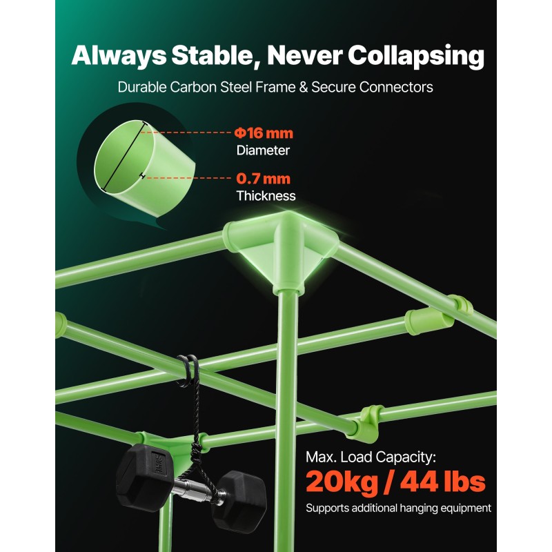 Sisäkasviteltta 60x60x180 cm 600D Oxford-kangas heijastavalla polyesterikalvolla