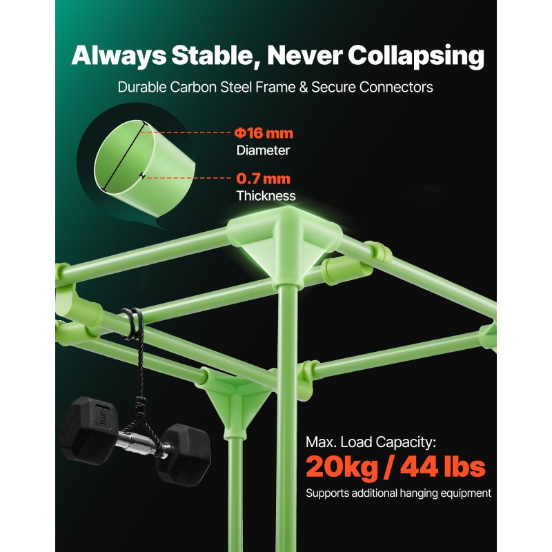 Sisäkasviteltta 600D kangas heijastava polyesterikalvo mitat 400x400x1600 mm