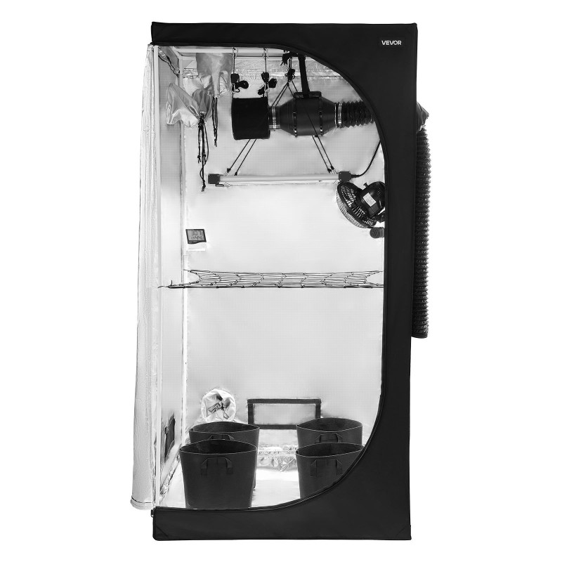 Kasviteltta 100x100x200 cm 600D Oxford-kankaalla täyden spektrin LEDillä ja ilmanvaihdolla