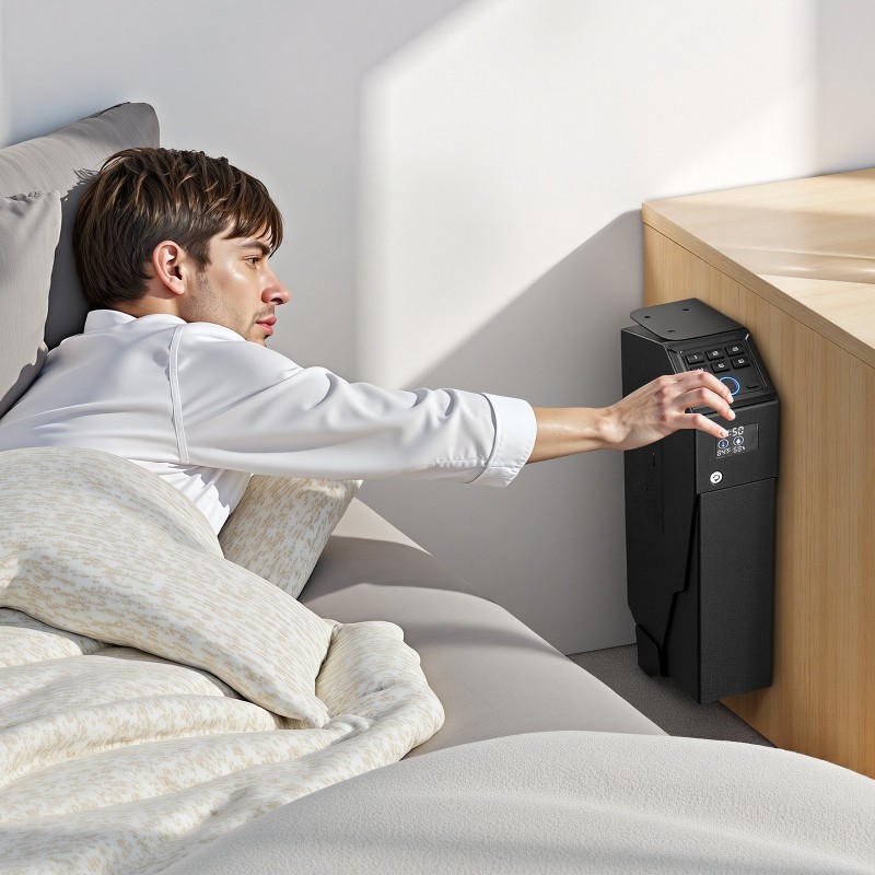 Liukuva pistoolikaappi kylmävalssattu teräs yksi käsiase ja yksi lipas sormenjälkilukko