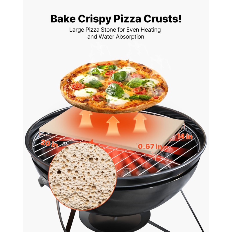 Pizzakivi cordieriittinen suorakulmainen 508×355 mm 17 mm uuniin ja grilliin