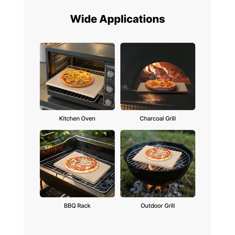 Pizzakivi cordieriittinen suorakulmainen 508×355 mm 17 mm uuniin ja grilliin