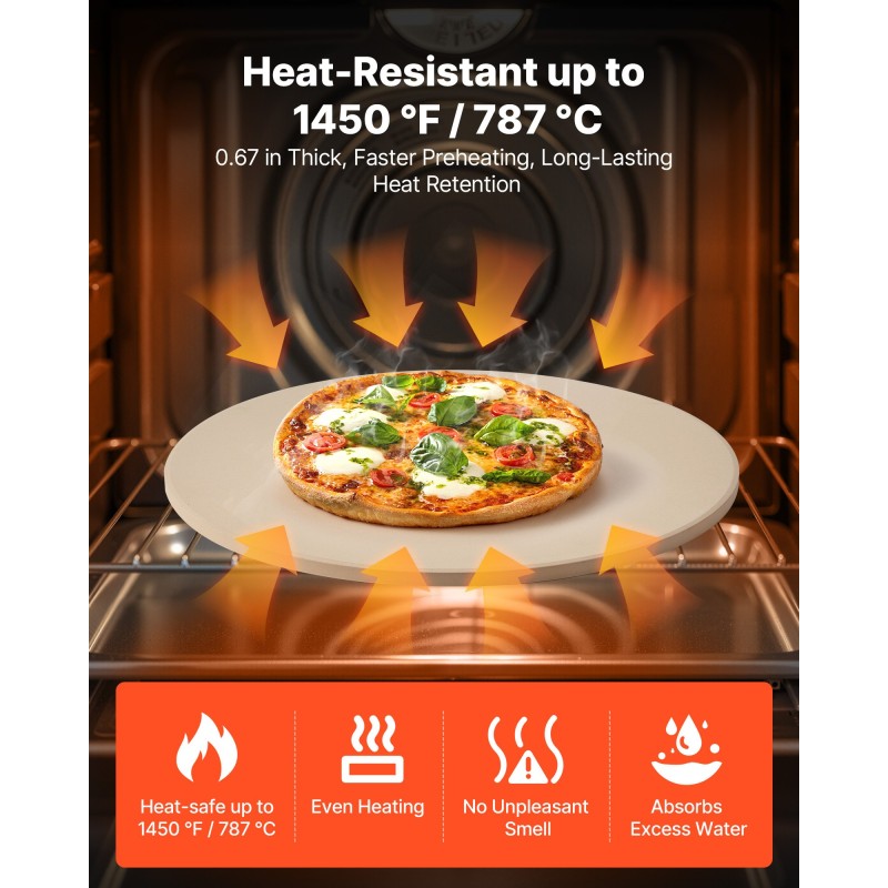 Pizzakivi pyöreä kordieriitti halkaisija 406 mm paksuus 17 mm