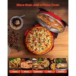 Sähköinen pizzauuni 1200W 304,8 mm kordieriittikivellä työtasolle punainen