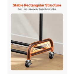 Vaateräkki hiiliterästä 2 ripustustankoa 1 hylly säädettävä korkeus pyörillä