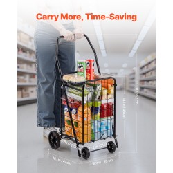 Ostos- ja kuljetuskärry rautarunkoinen taitettava 40,8 kg 39 l musta