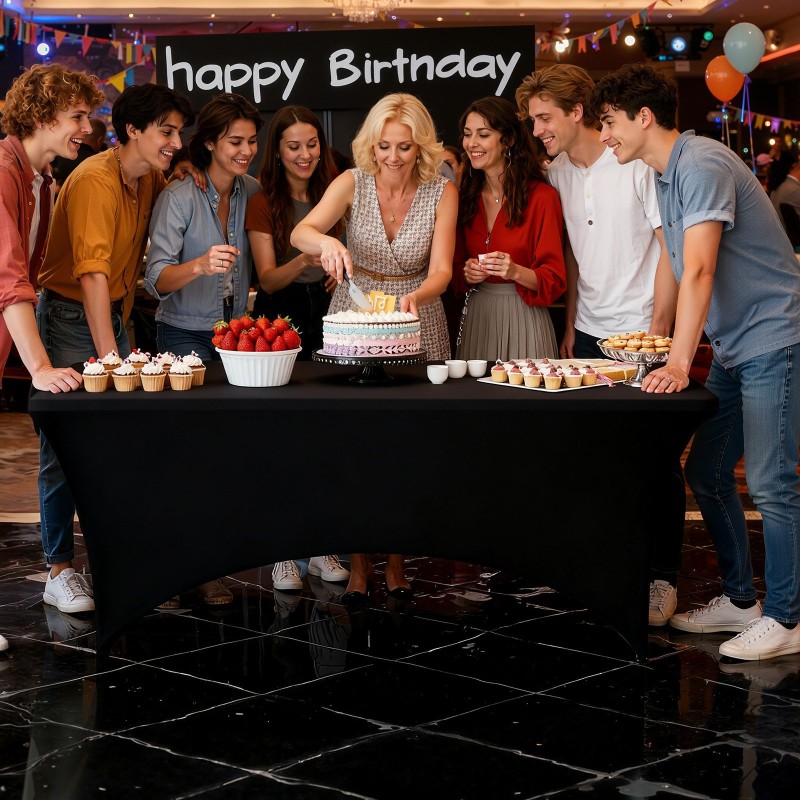 Istuvat suorakaidepöytäliinat spandex-seoskangas 6 kpl musta 183 x 76 cm