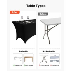 Pöytäliina elastaani istuva 6 jalan suorakulmainen 3 kpl musta