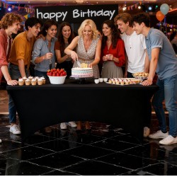 Pöytäliina elastaani istuva 6 jalan suorakulmainen 3 kpl musta