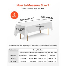 Pöytäliinasetti polyesterikangas ryppyjä hylkivä 6 kpl 1524 x 2591 mm valkoinen