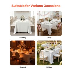 Pöytäliinasetti polyesterikangas ryppyjä hylkivä 6 kpl 1524 x 2591 mm valkoinen